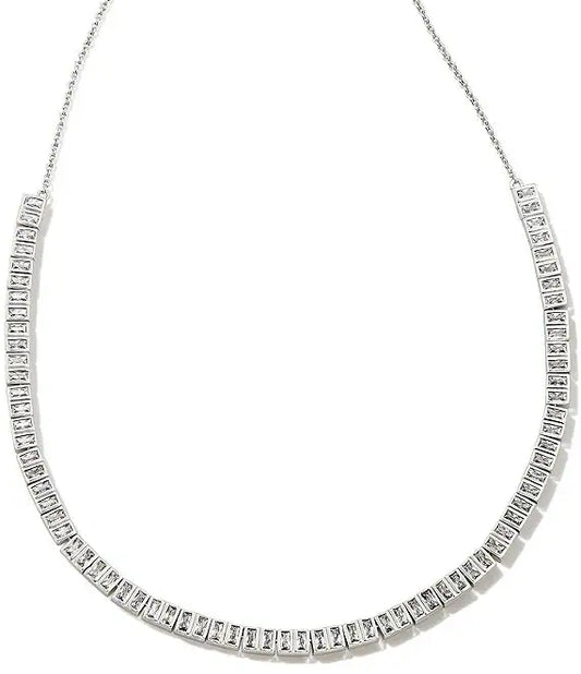 KENDRA SCOTT- Gracie Silver Tennis Necklace White CZ