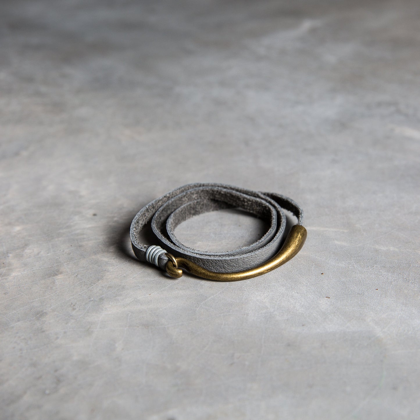 grey leather wrap bracelet