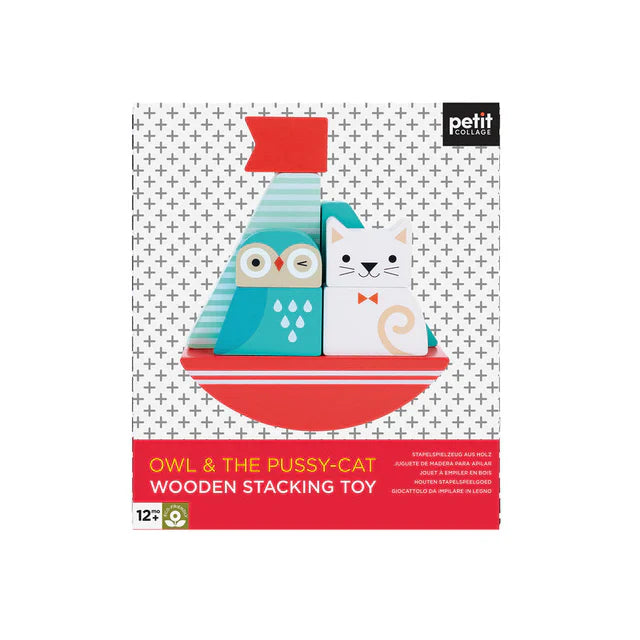 Petit Collage - Wooden Stacking Toy - Owl & The Cat