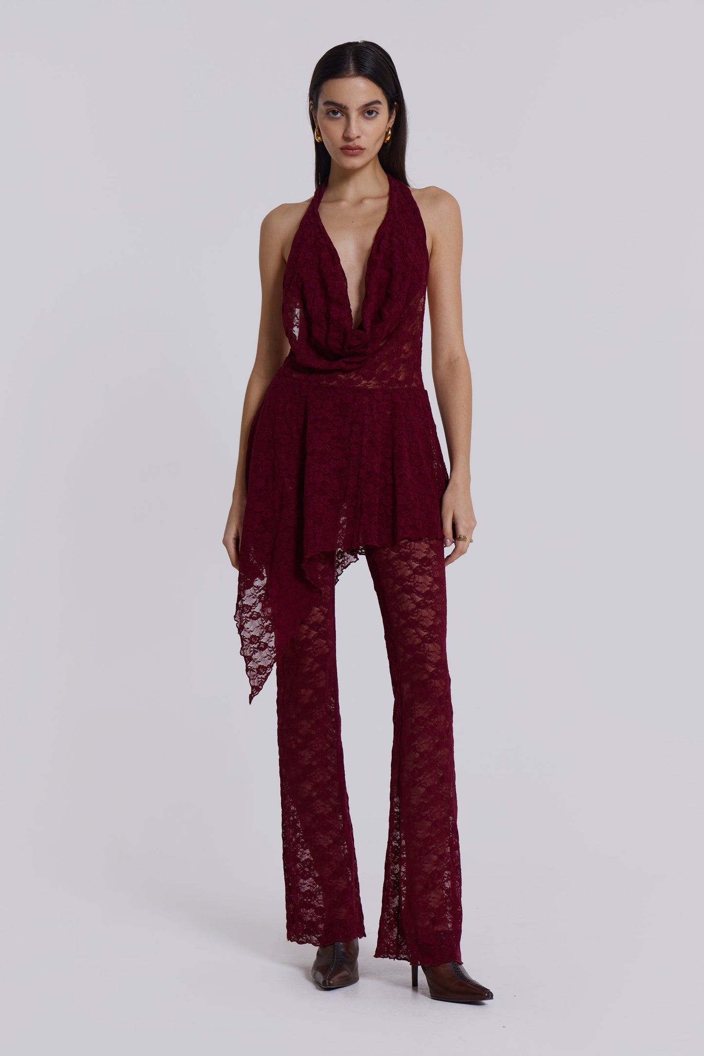 Burgundy Riva Lace Co-ord Set