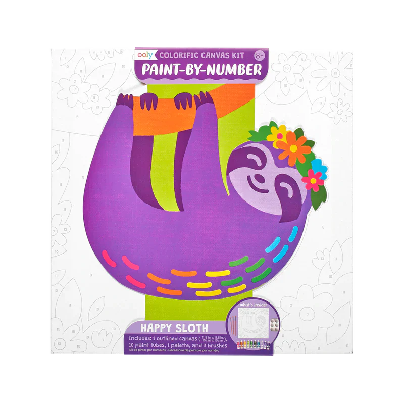 Ooly - Colorific Canvas Paint By Number Kit - Happy Sloths