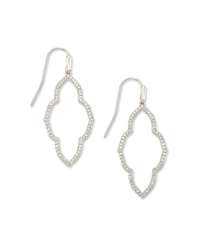 KENDRA SCOTT- Abbie Silver Small Open Frame ER in White Crystal