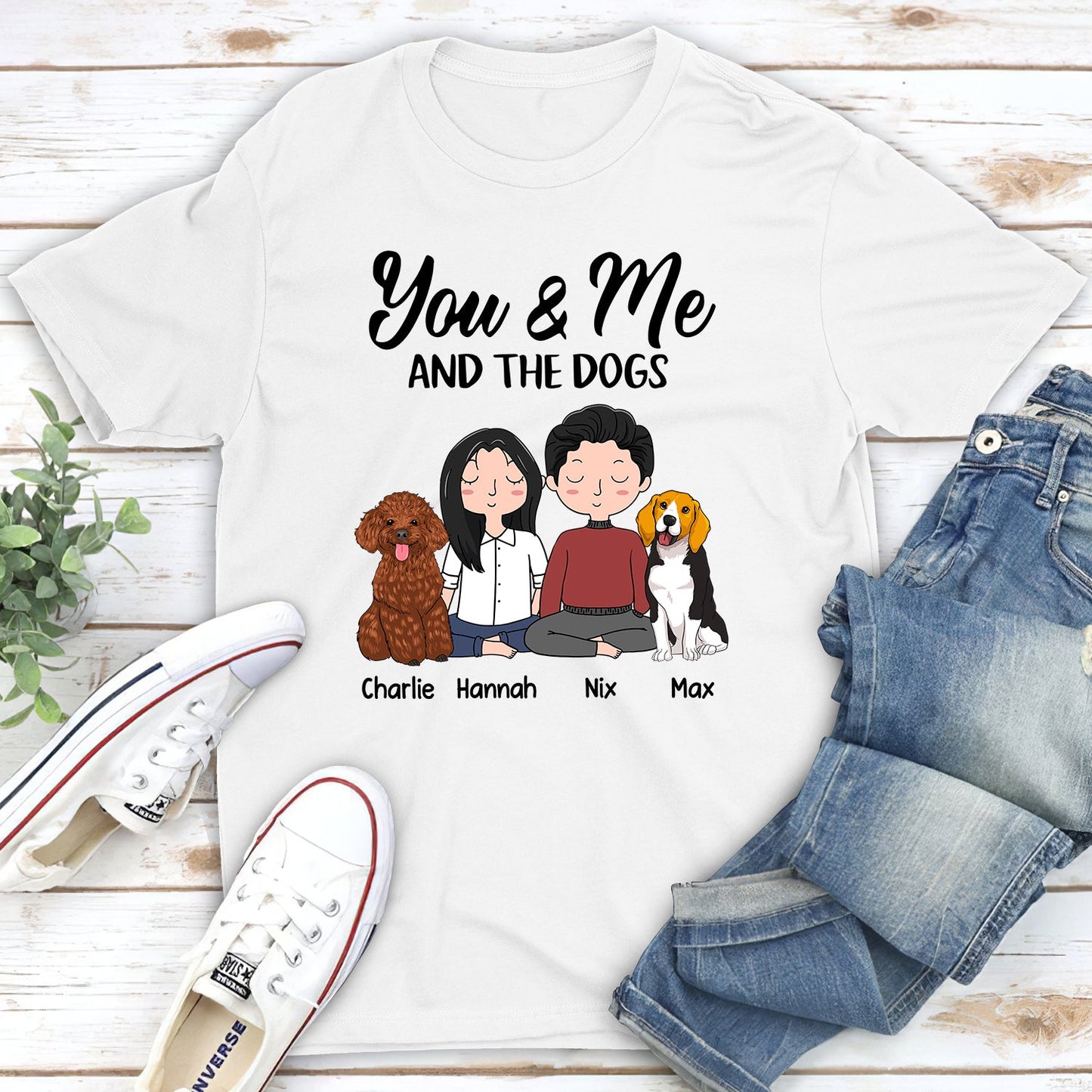 You, Me & The Dog - Personalized Custom Unisex T-shirt