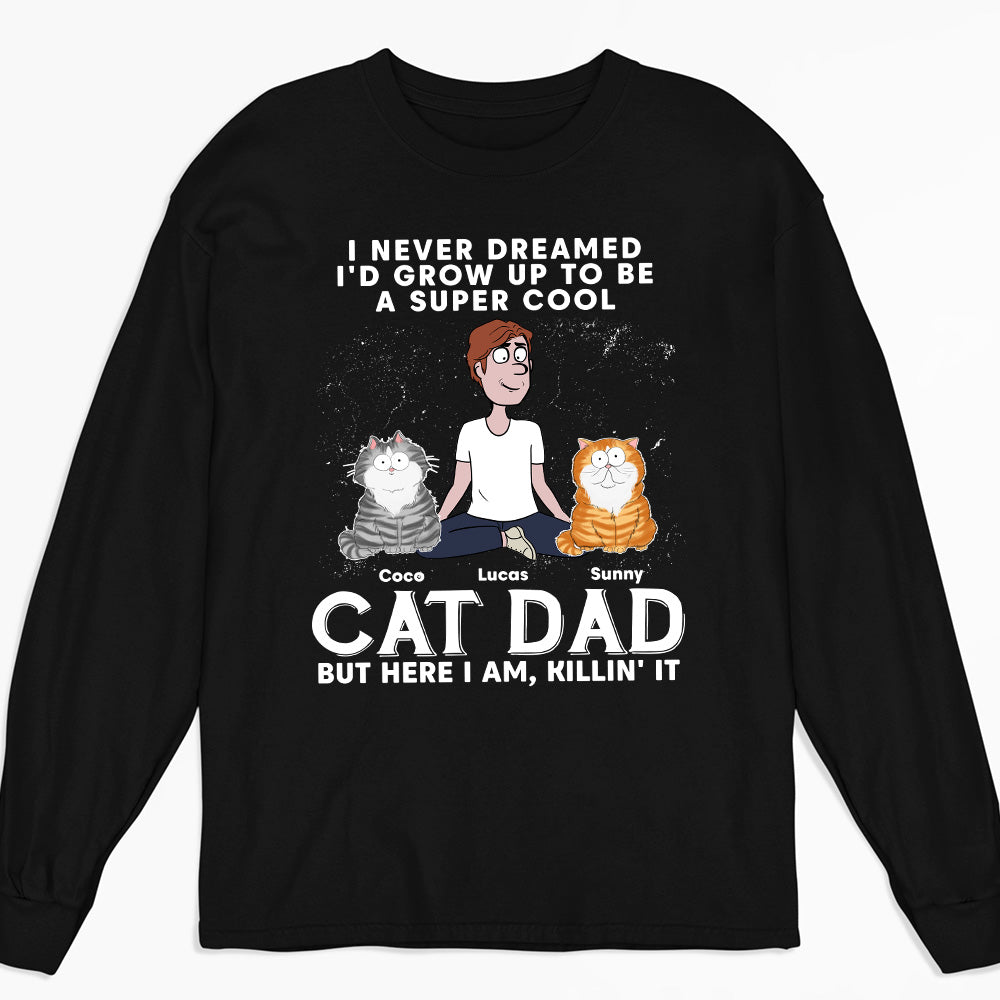 Cool Cat Dad - Personalized Custom Long Sleeve T-shirt