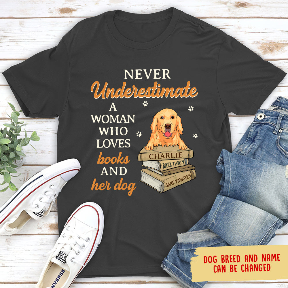 Books And Her Dog - Personalized Custom Unisex T-shirt