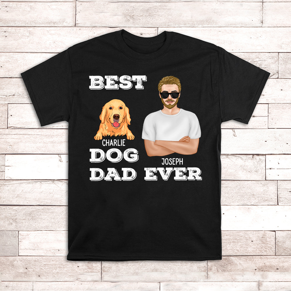 Best Dog Dad Peeking - Personalized Custom Unisex T-shirt