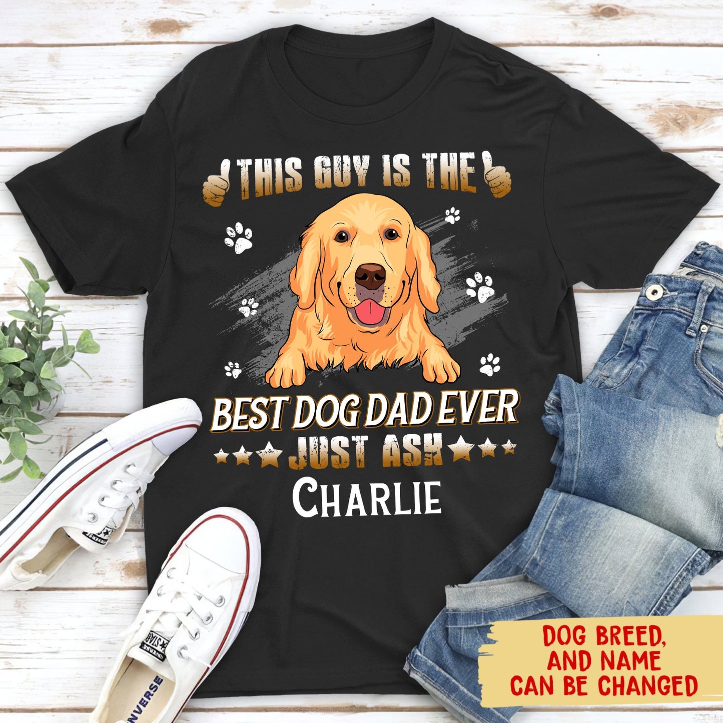 Guy Best Dog Dad - Personalized Custom Premium Unisex T-shirt