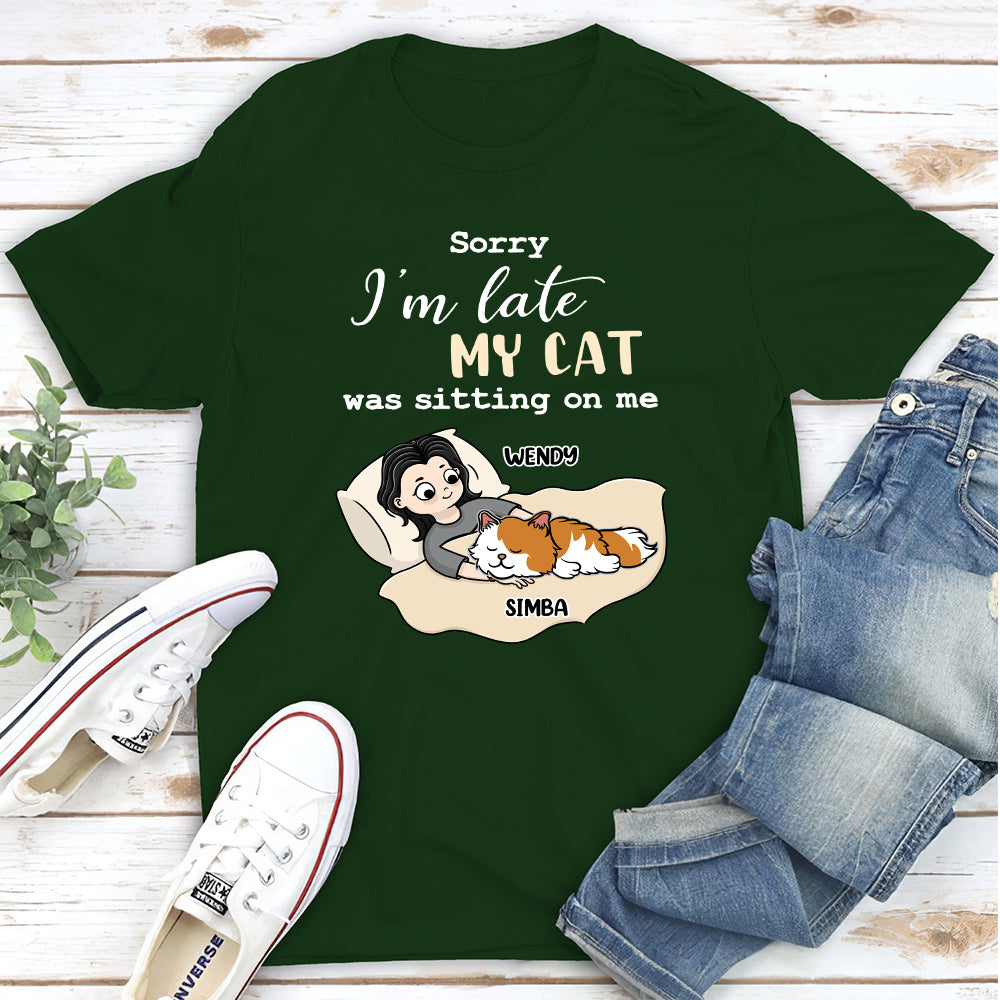 Sorry I'm Late Sleeping Cat - Personalized Custom Unisex T-shirt