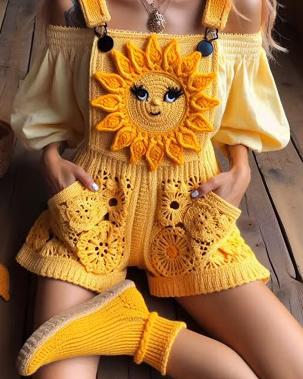 Cute Sun Crochet Jumpsuit
