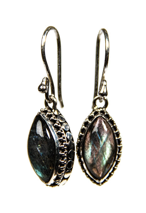 Earrings Dots & Marquise Cut Labradorite