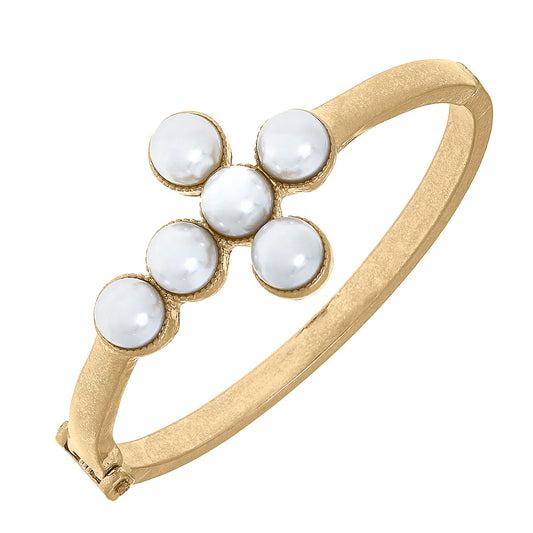 Elisha Pearl Cross Hinge Bangle