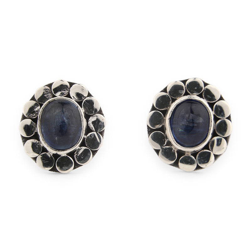Small Round Kyanite Stud Earrings