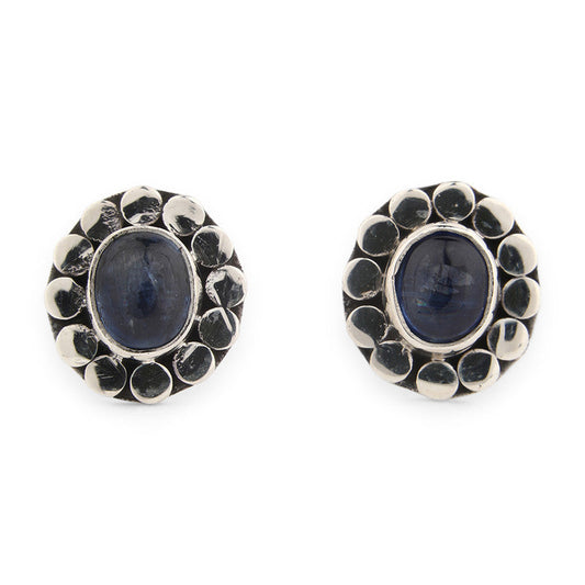 Small Round Kyanite Stud Earrings