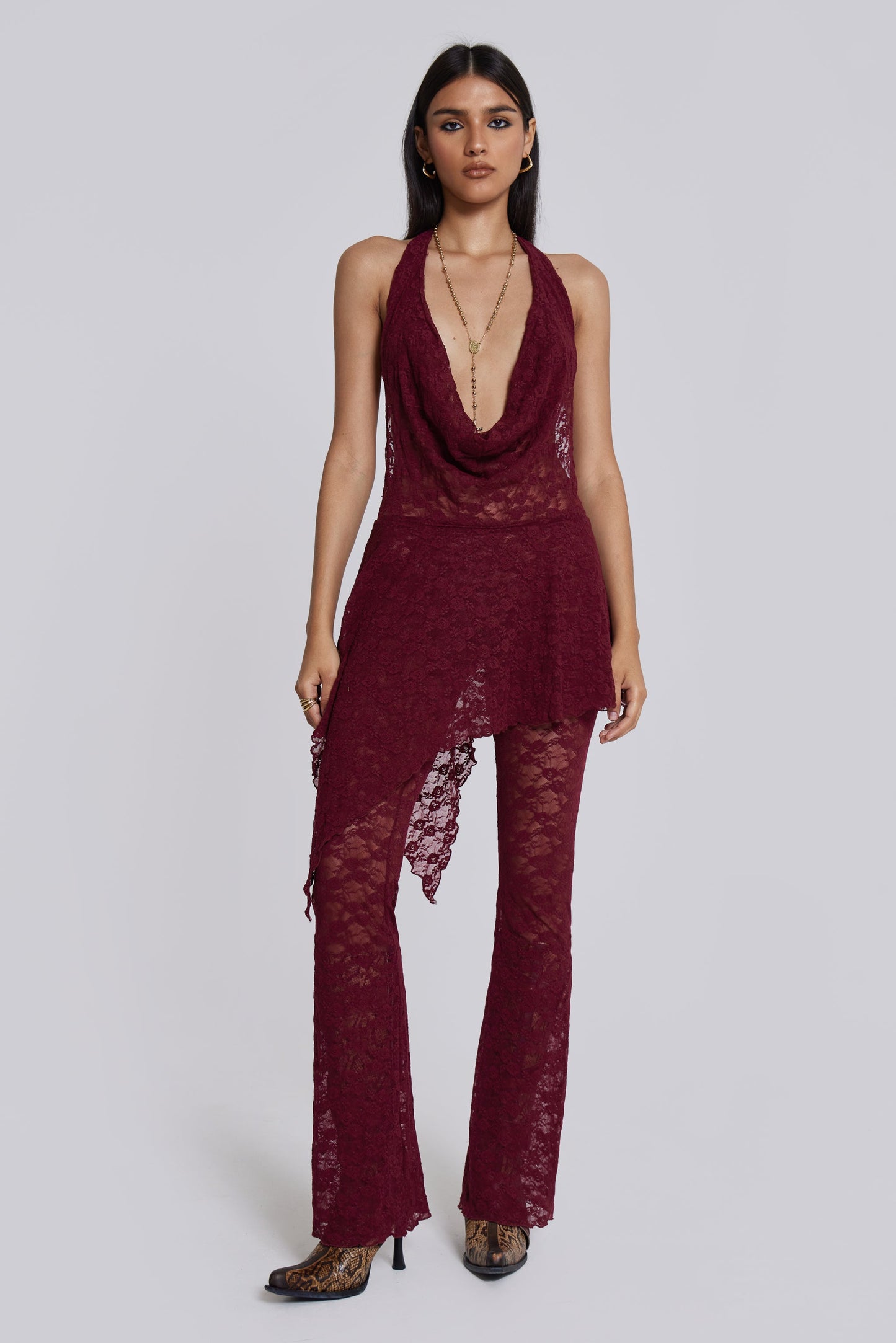 Burgundy Riva Lace Co-ord Set