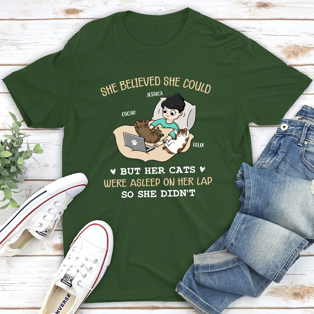 Her Cat Was Asleep - Personalized Custom Unisex T-shirt