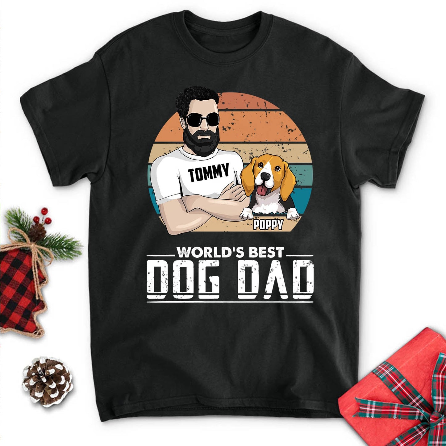 World's Best Dog Dad Retro - Personalized Custom Unisex T-shirt