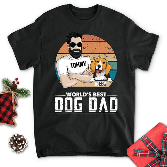 World's Best Dog Dad Retro - Personalized Custom Unisex T-shirt