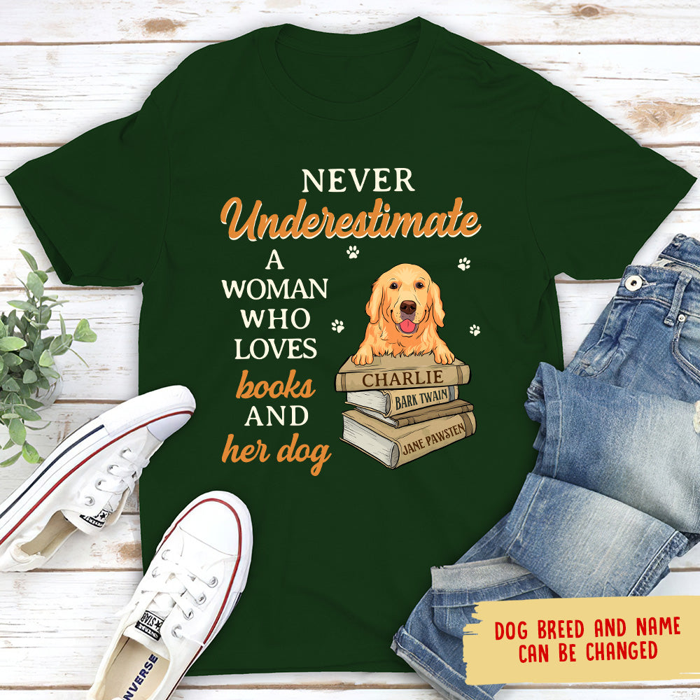 Books And Her Dog - Personalized Custom Unisex T-shirt