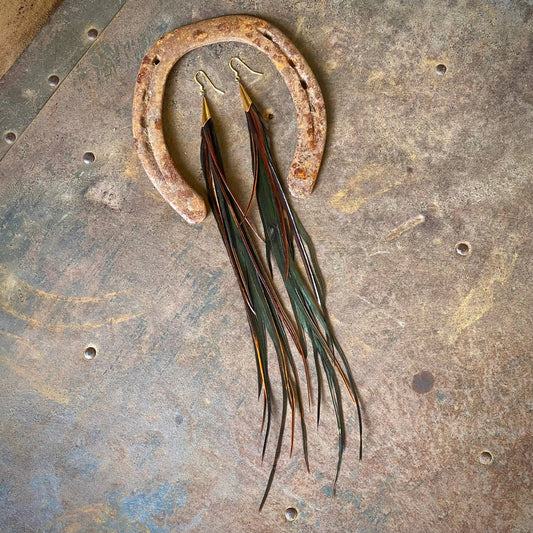 FREEBIRDS COLLECTION: Cone Feather Earrings -Furnace & Black