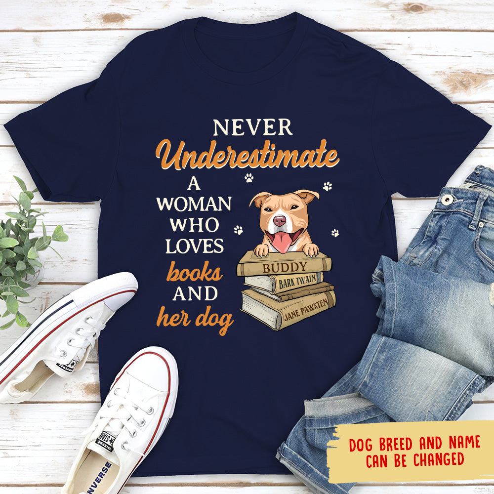 Books And Her Dog - Personalized Custom Unisex T-shirt