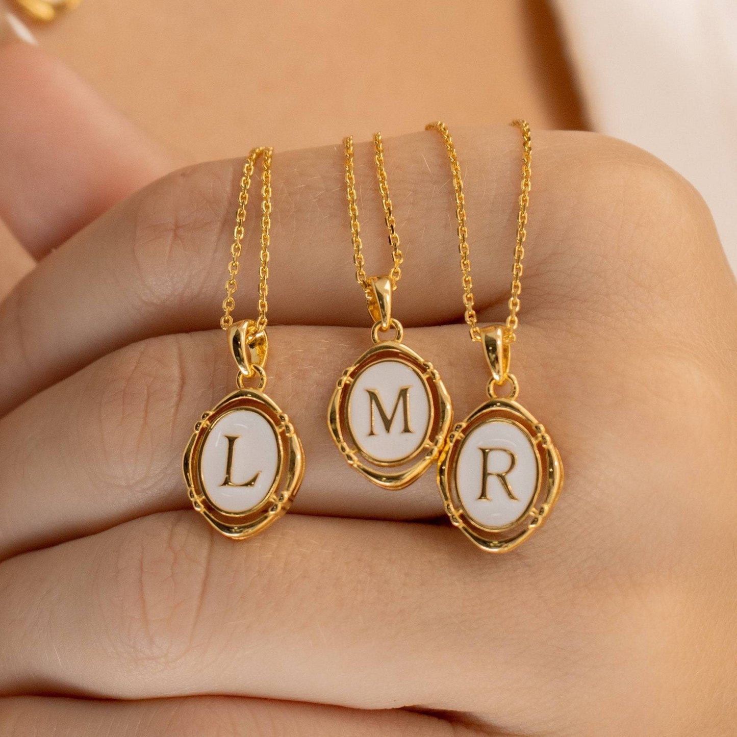 26 Letter Pendant Oval Necklace