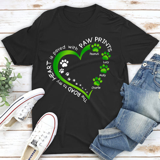 My Heart With Paw Prints - Personalized Custom Premium T-shirt