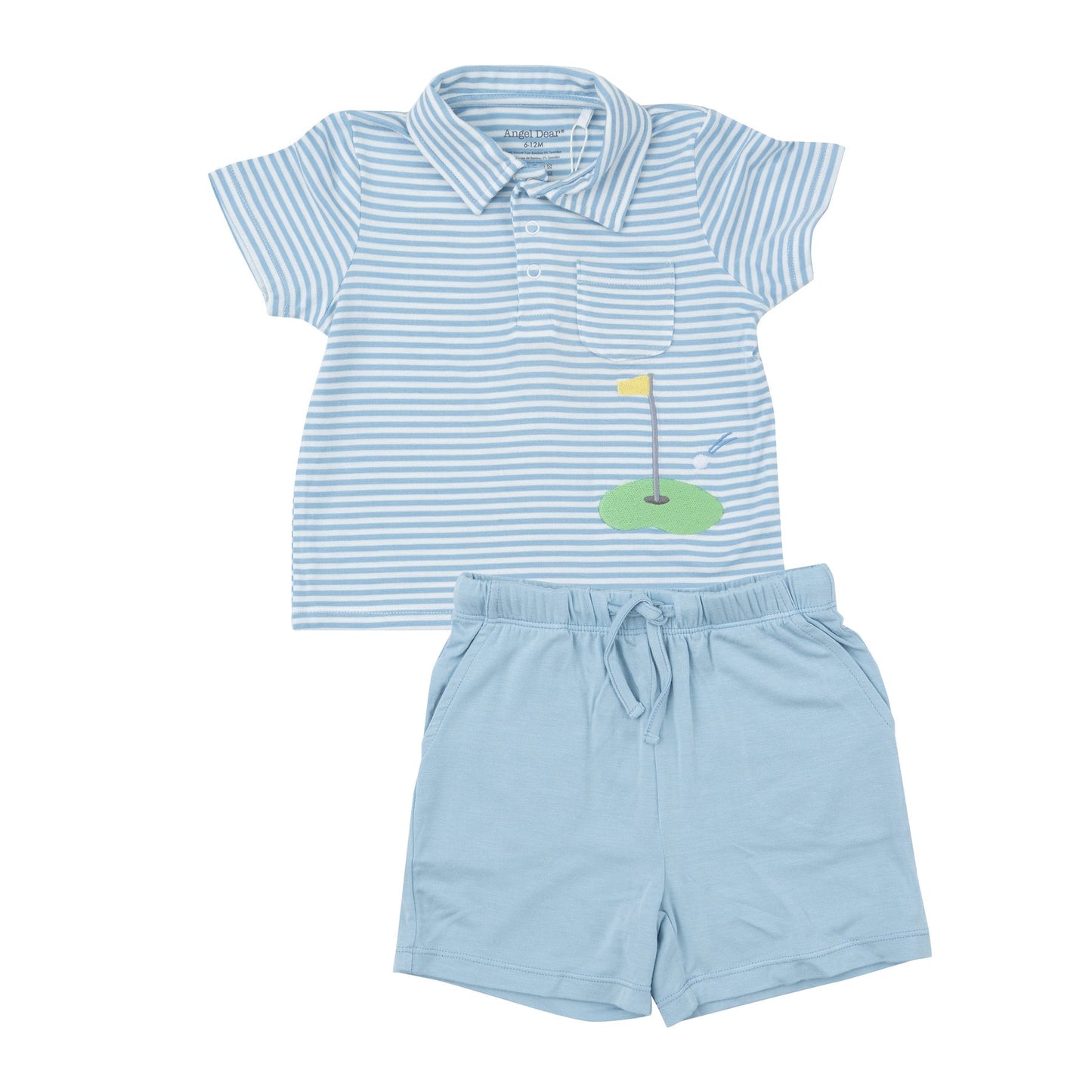 Angel Dear Polo Shirt & Short Set | Dream Blue Stripe