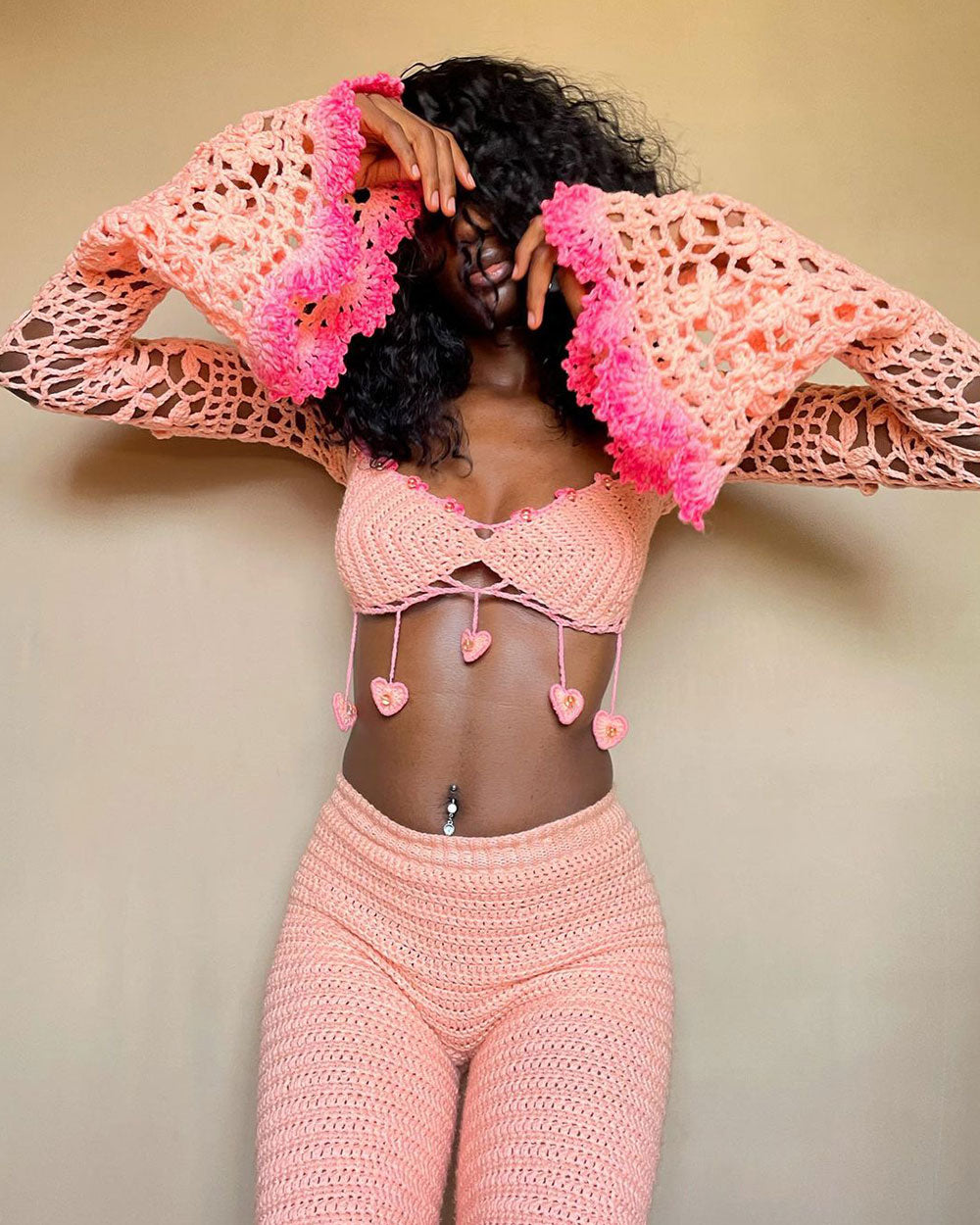 Love Crochet Top and Pants Two-Piece Set
