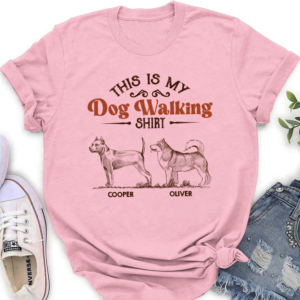 Vintage Dog Walking Shirt - Personalized Custom Women's T-shirt