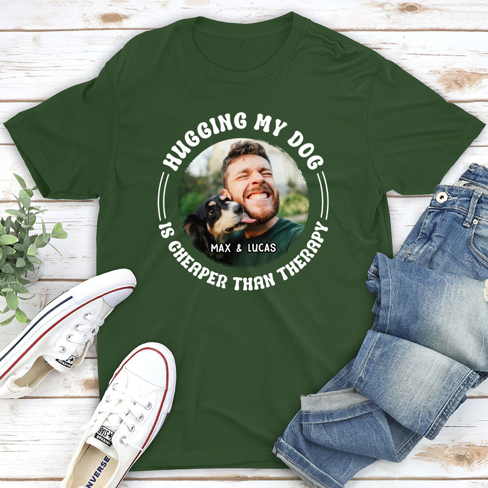 Hugging My Dog Photo - Personalized Custom Unisex T-shirt