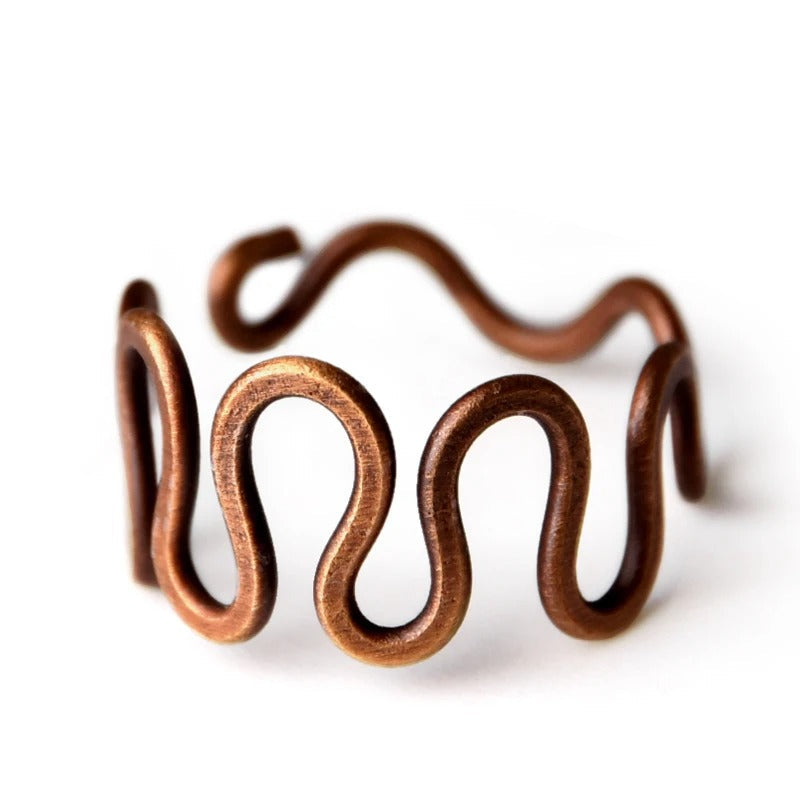 Vintage Wave Handmade Solid Copper Ring