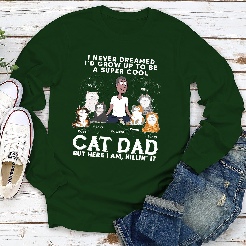 Cool Cat Dad - Personalized Custom Long Sleeve T-shirt