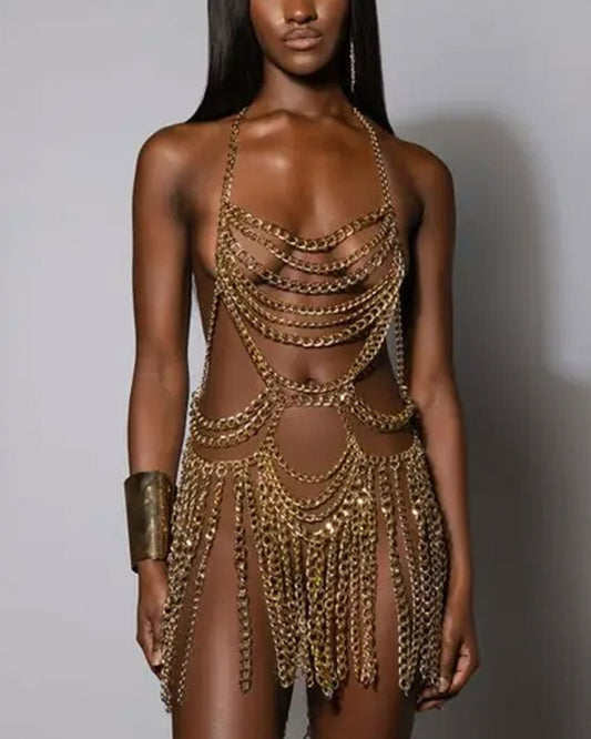 Sexy Metallic Chain Dress