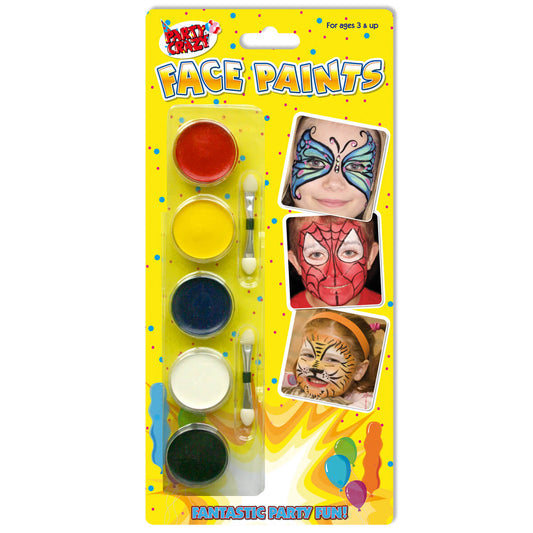 Children's Pack of 5 Party Face Paints with Soft Applicators