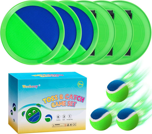Kids Toys - Outdoor Games for Kids, Toss and Catch Ball Set with 6 Paddles 3 Balls, Toys for 3 4 5 6 7 8+ Year Old Boys Girls Christmas Birthday Gifts