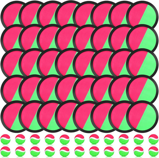 Kids Toys Toss and Catch Game Set 40 Paddles 20 Balls Beach Toys Yard Family Game Outdoor Ball Sports Games Toss and Catch Ball Set with Paddles Ball Nylon Catch Toys