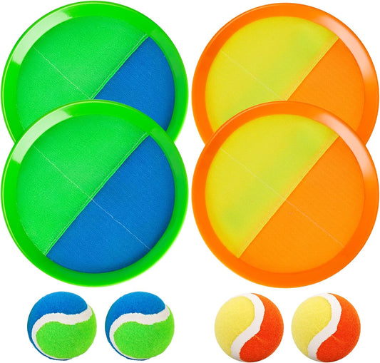 Ball and Catch Game, Toss and Catch Ball Set, Beach Toys for Kids Age 3-8, Sticky Ball Catcher, Paddle Lawn Backyard Pool Games for Boys Girls Adults Family