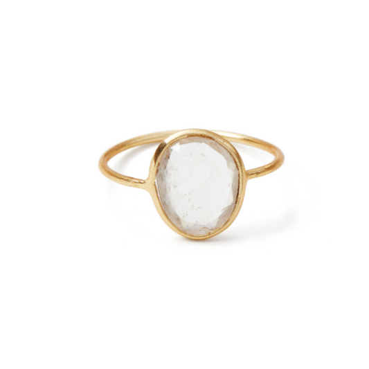 STONE SLICE CRYSTAL QUARTZ RING