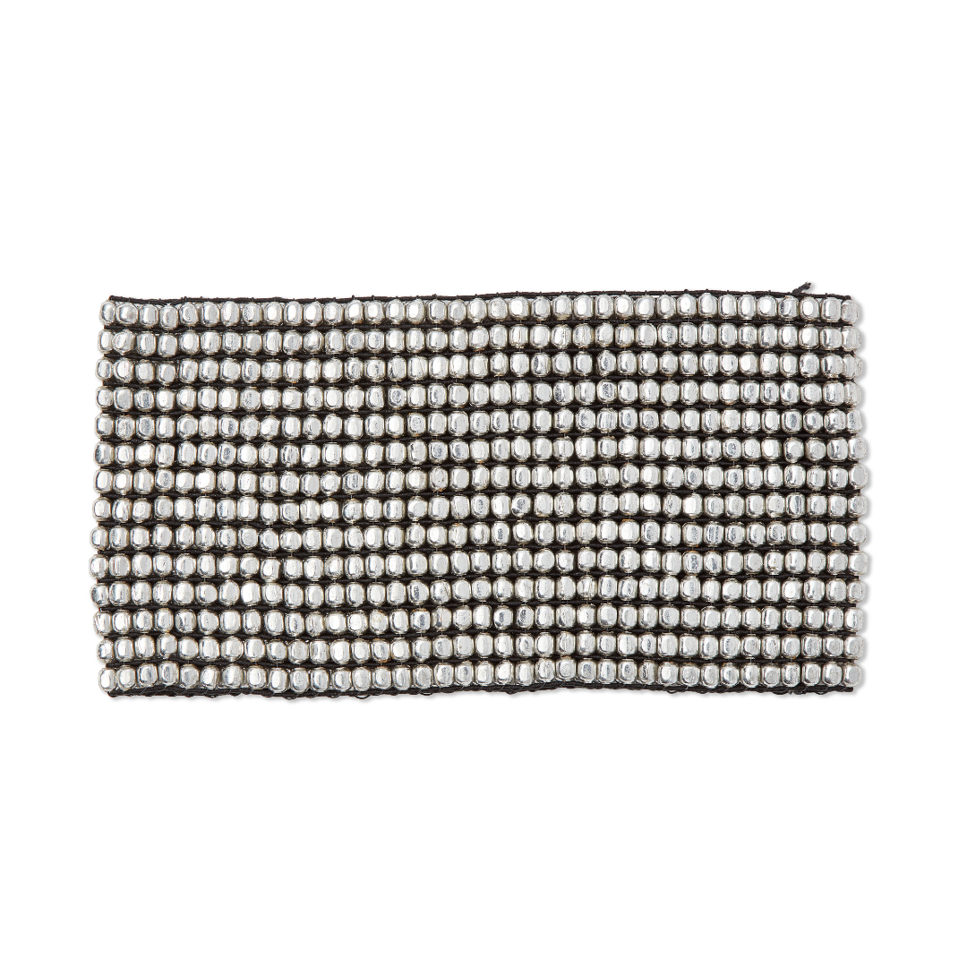 BEADED STRETCH SILVER BRACELET| JEWELRY