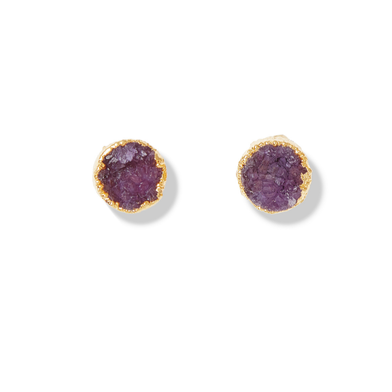 DRUSY POST EARRINGS PURPLE