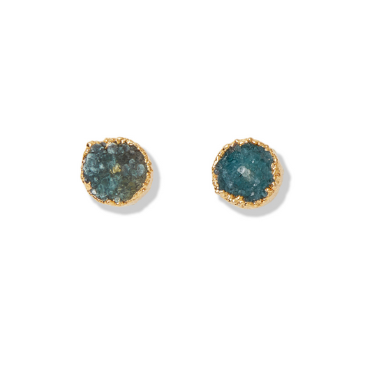 DRUSY POST EARRINGS BLUE