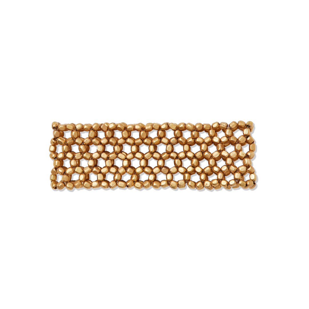 BEADED STRETCH BRASS BRACELET | JEWELRY