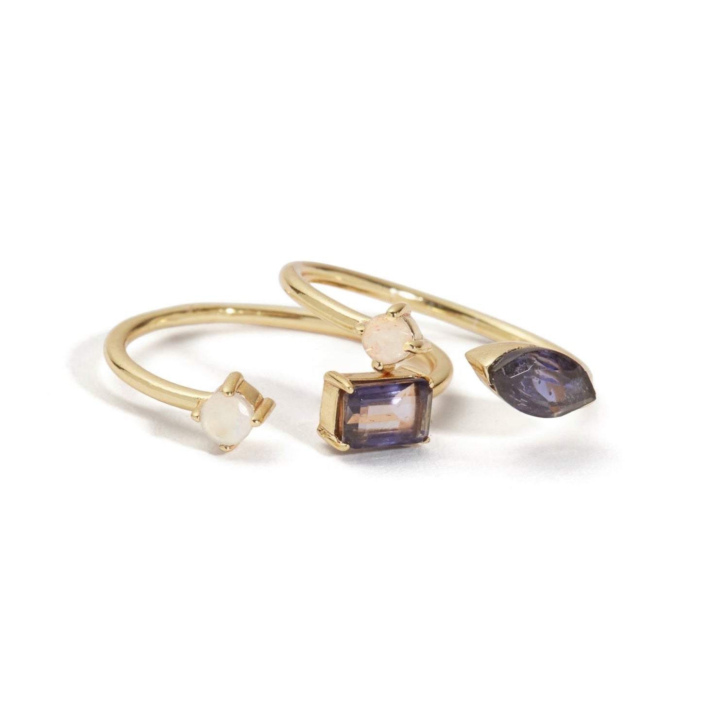 PRECIEUX STACKING RINGS IOLITE SET OF 2