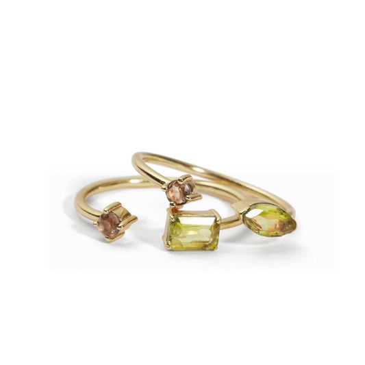 PRECIEUX STACKING RINGS PERIDOT SET OF 2
