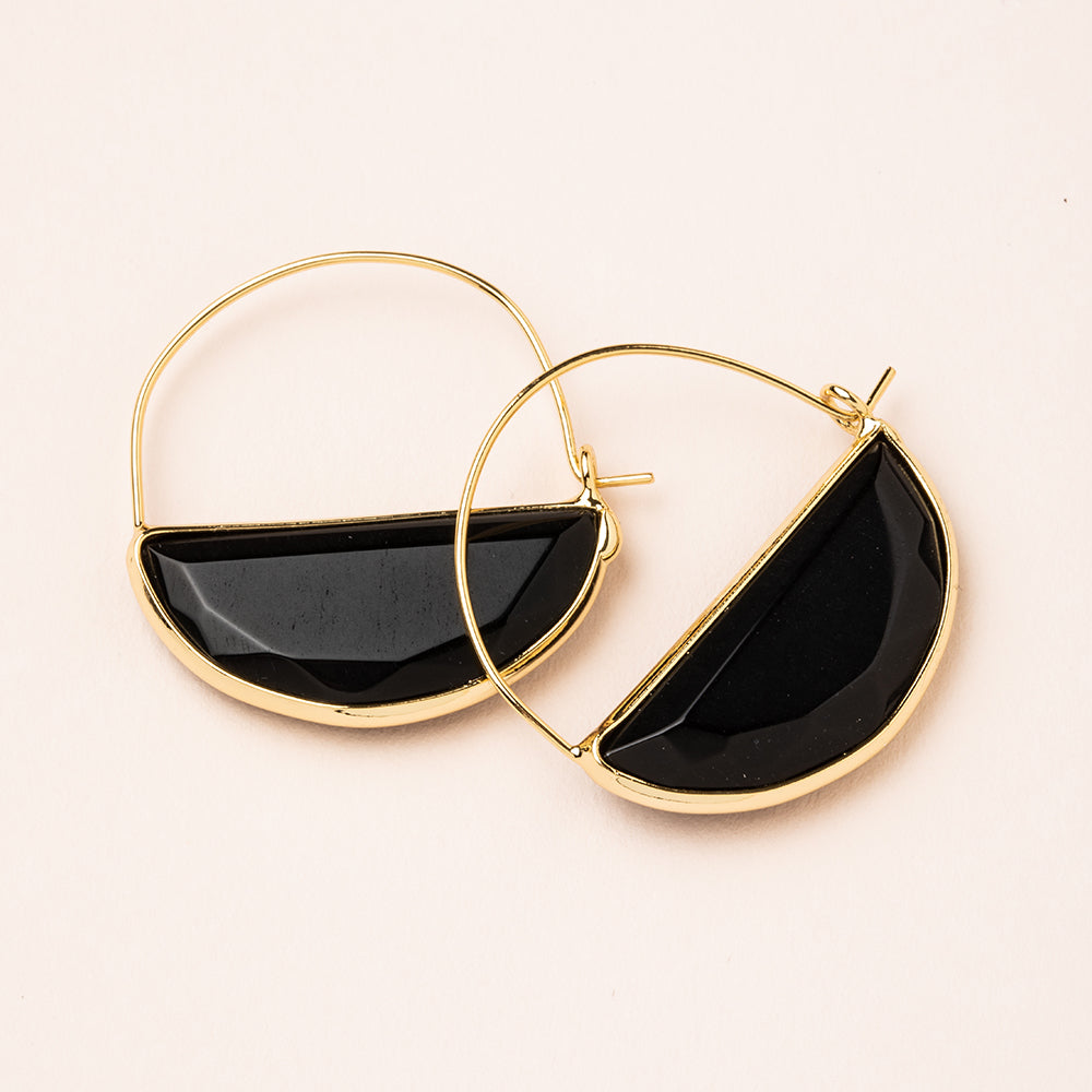 STONE PRISM HOOP EARRING -  DARK & GOLD | JEWELRY