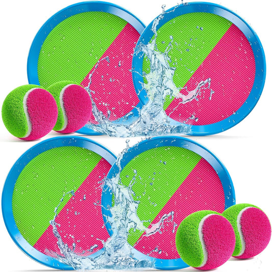 TEMI Toss and Catch Game Set for Kids Ages 3 4 5 6 7 8 9 10, Outdoor Toys Ball Catch Games with 4 Paddles 4 Balls,Beach Games,Yard Games,Outside Games Gifts for 5 6 7 8 9 10+ Year Old Boys Girls Kids