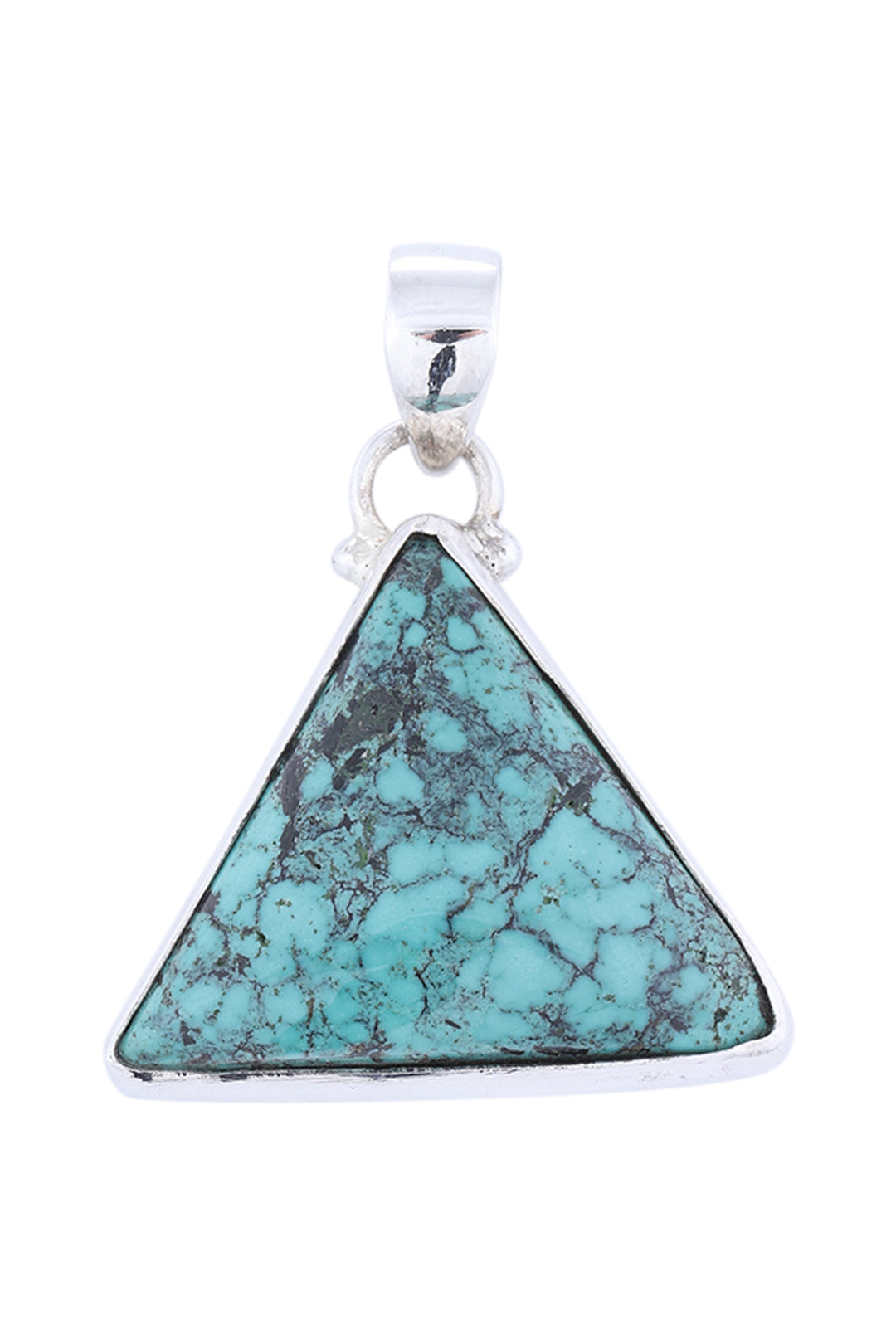 Organic Shape Turquoise Silver Pendant