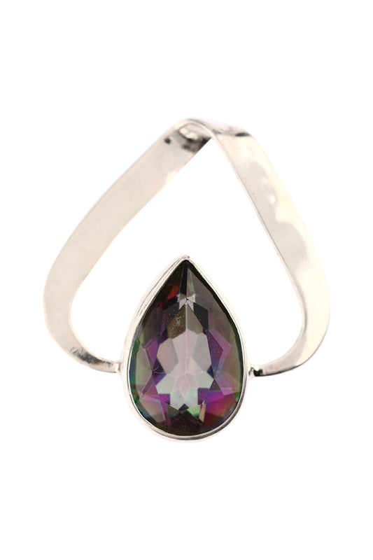 Mystic Quartz Teardrop Curve Silver Pendant