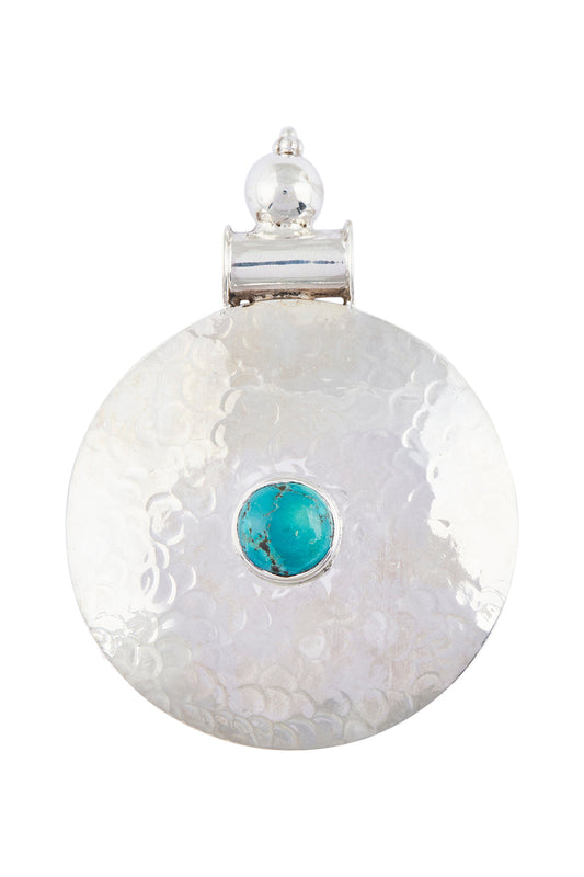 Round Pebbled Silver Shield Pendant