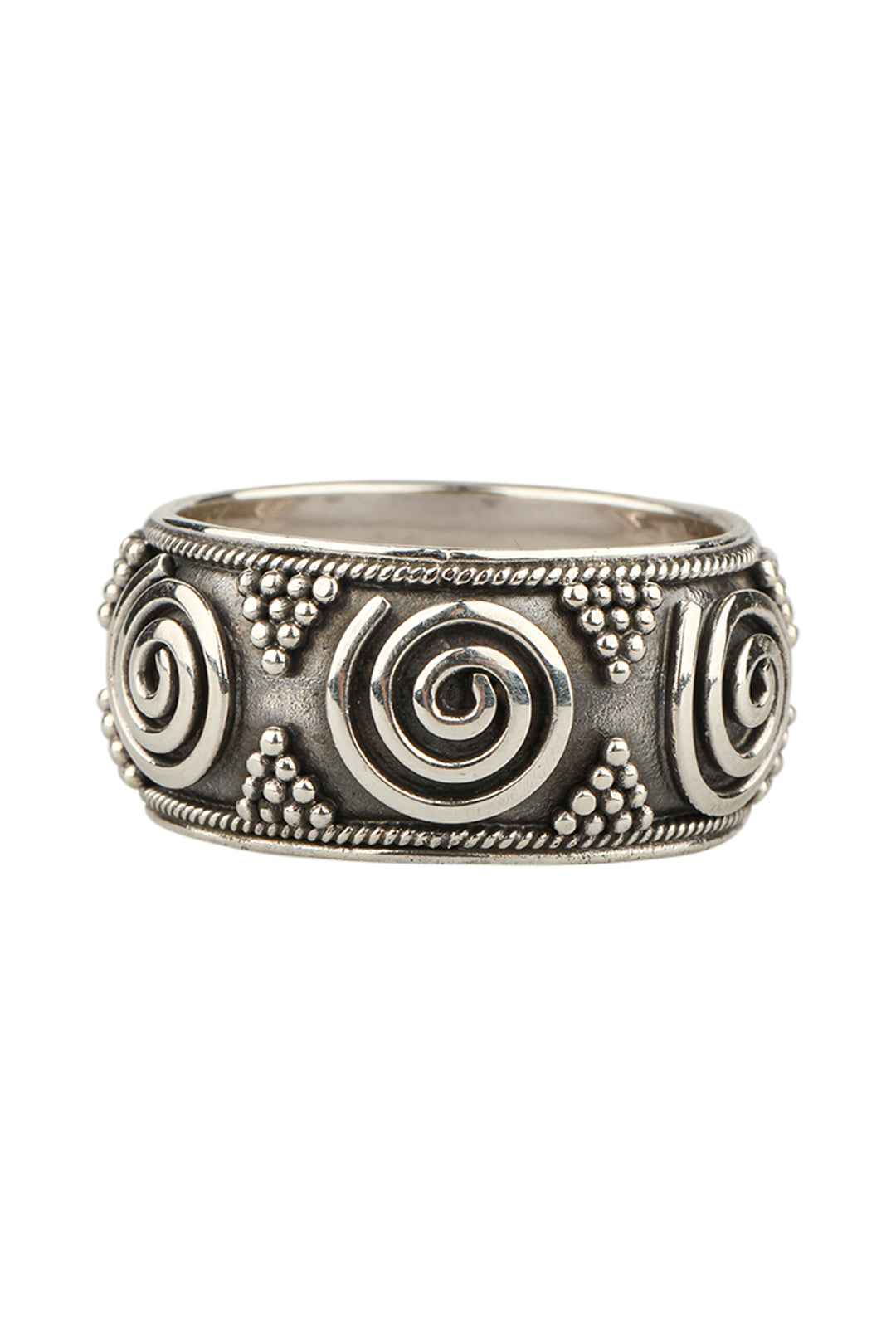 Swirl Band Silver Ring